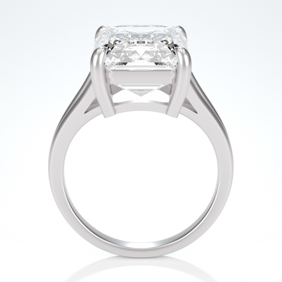 10ct D VVS1 Platinum Emerald cut Moissanite Ring - Picture 4 of 10